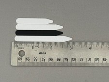 200 plastic white and black collar stays measuring , 2" 2.5", and 3"