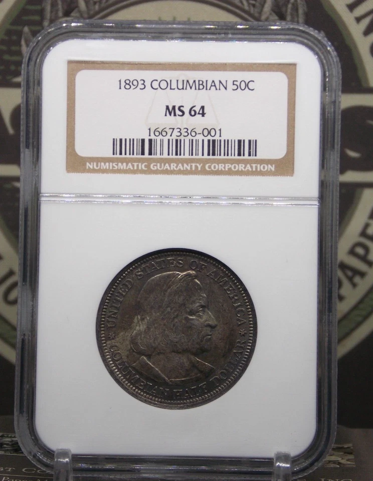 1893 Commemorative *COLUMBIAN EXPO* Half Dollar 50c NGC MS64 #001 BU Unc ECC&C - Image 3 of 4