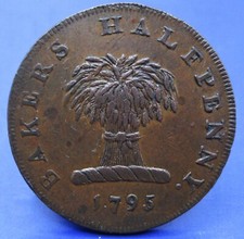 1795 BAKERS HALFPENNY CONDER TOKEN / SNIFF'S  ANCIENT COINS