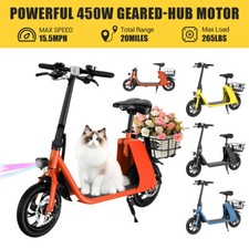450W Electric Scooter with Seat for Adults Foldable E Scooter 15.5MPH 20 Miles