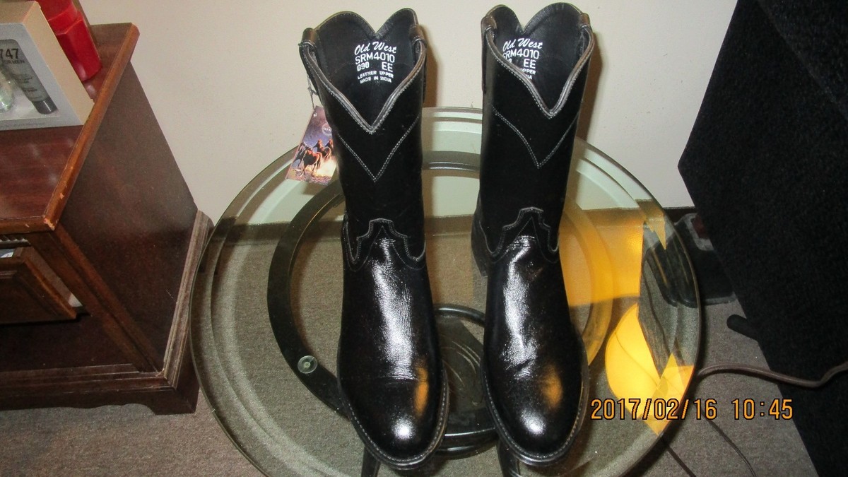 Old West Black Leather Upper Shoe Size 9.5 D Old West Black Leather Snip Toe 12 main image 3