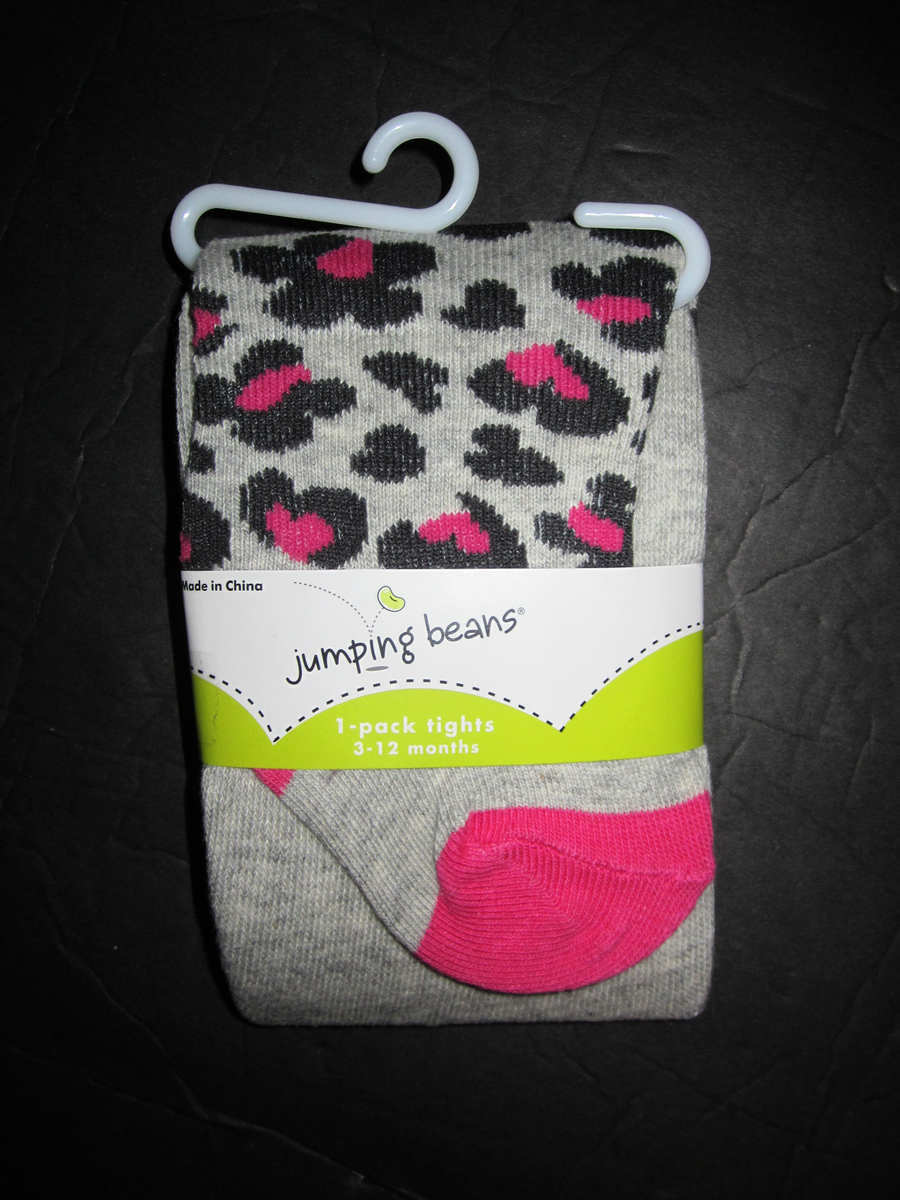 Jumping Beans Girl 3-12 Months warm Gray/Black/pink Animal print warm Tights new