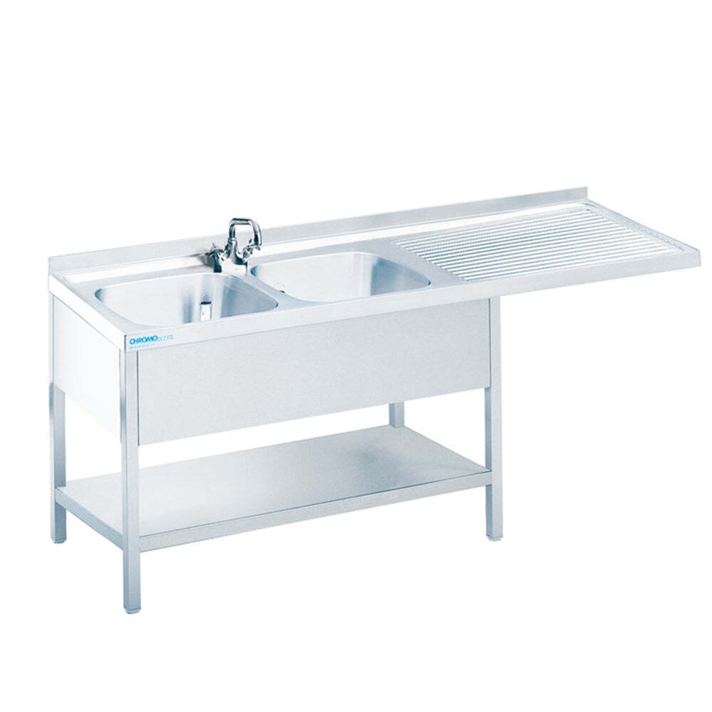 Spülcenter mit zwei Becken und Zwischenboden Tiefe 700