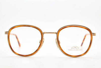 vintage glasses VANNI DA MILANO diplomatic round turtle gold 80sUnisex