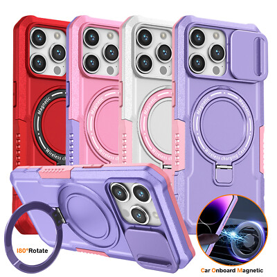 For iPhone 16 15 Pro Max 14 13 12 Shockproof Ring Stand Case Magsafe Cover Shock