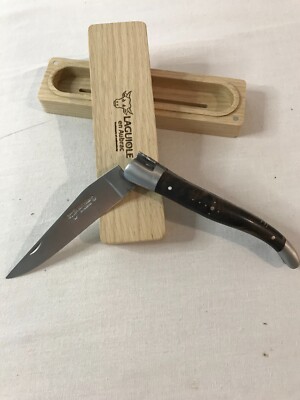 Laguiole En Aubrac Folding Knife With Blackened Poplar Wood Handle, 4.75-In
