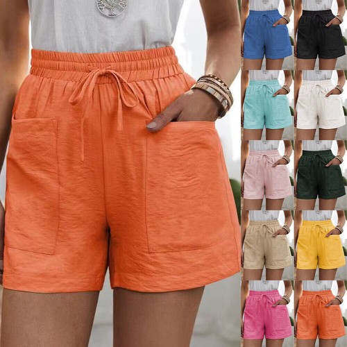 Short Bermuda Edith Mezard En Coton Et Lin Blanc - Taille XS, Ceinture élastique, Très Bon état