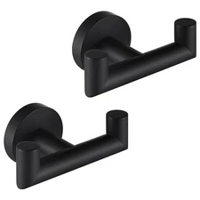 Matte Black Double Towel Hook 2 Pack Stainless Steel Clothes Hook Wall Mounted