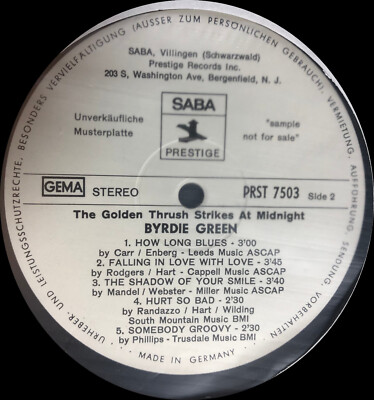 12'' LP - BYRDIE GREEN - The Golden Thrush Strikes - WHITE LABEL PROMO ! nm
