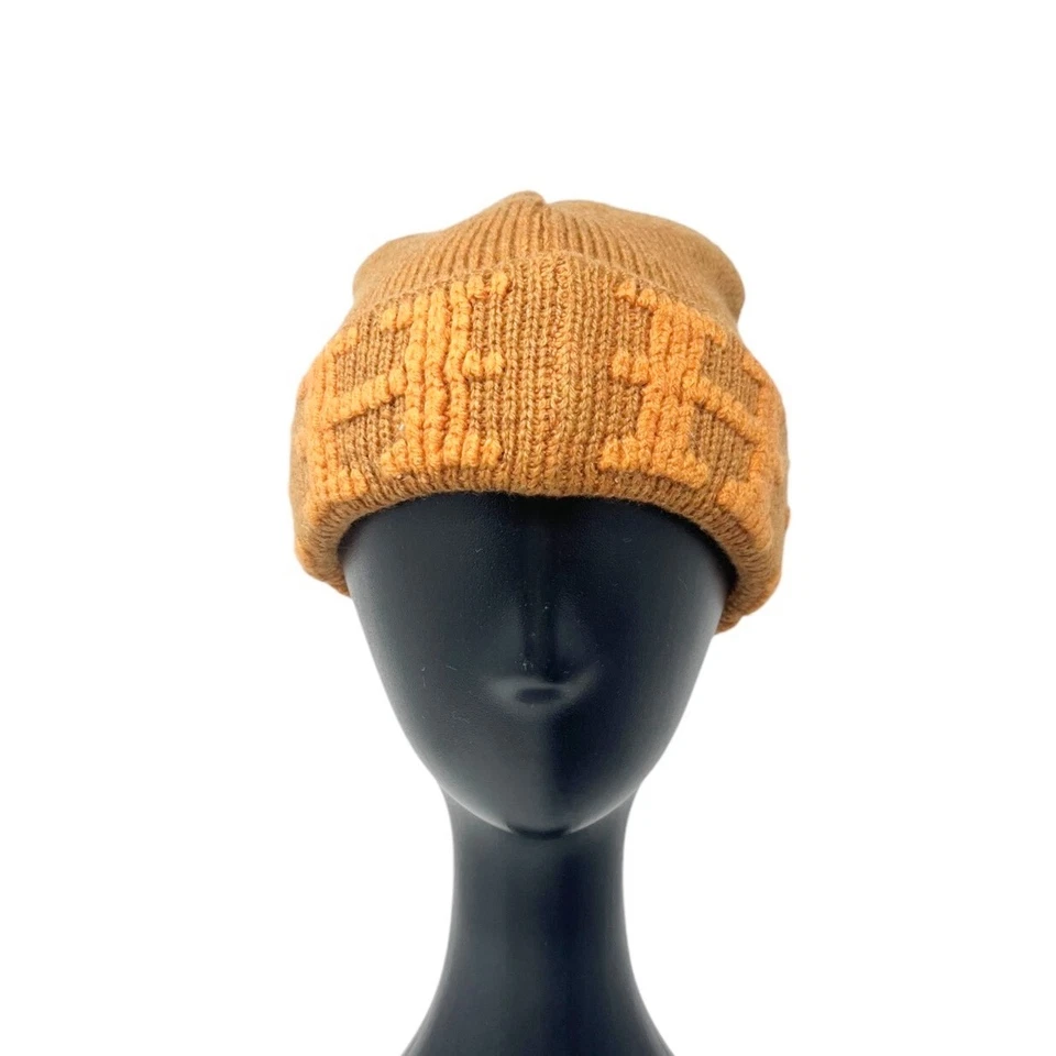 HERMES Vintage H Logo Knit Cap Beanie Hat Orange Cashmere - Image 2 of 4