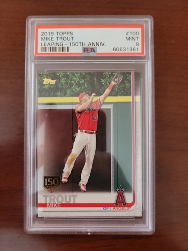 2019 Topps #100 Mike Trout 150th Anniversary Stamp PSA 9 Los Angeles Angels HOF