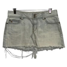 NEW Abercrombie Fitch Blue Denim Light Wash Distressed Cotton Mini Skirt Sz 6