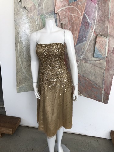 Scala Gold Sequined Metallic Prom 