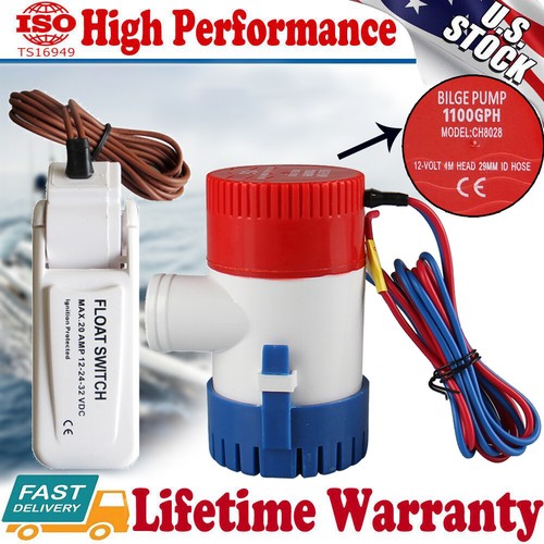 1100GPH 12V Marine Boat Yacht Submersible Bilge Sump Water Pump w/ Float Switch - 第 1/12 張圖片