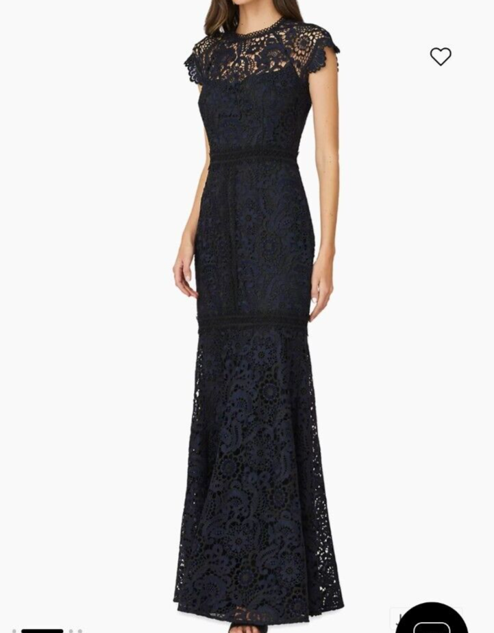 Shoshanna navy/black lace maxi dress size 10 in perfect condition only worn once | eBay Shoshanna navy/black lace maxi dress size 10 in perfect condition only worn once | eBay