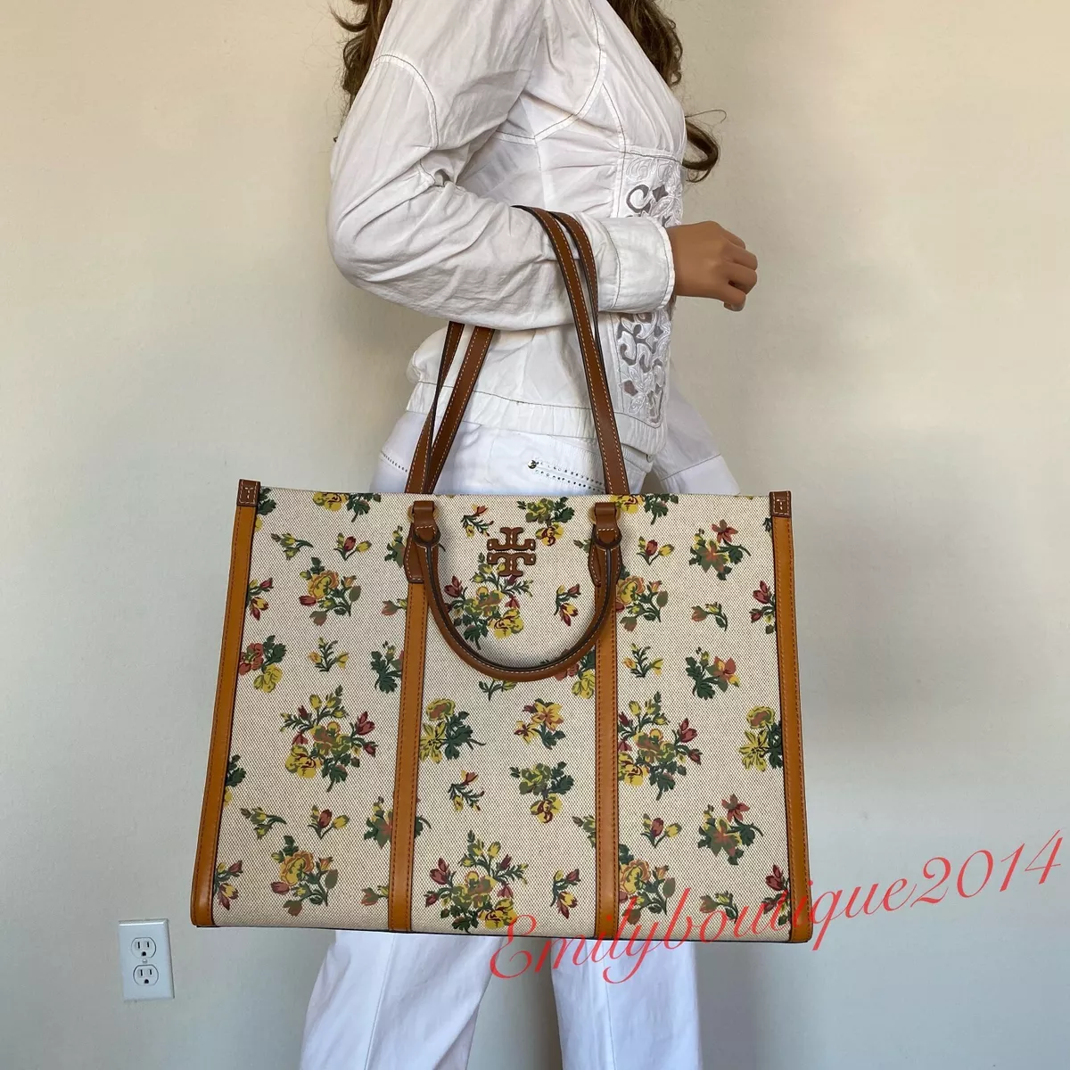 Tory Burch Pattern Print Canvas Tote Bag