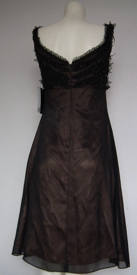 JS BOUTIQUE Laurel Leaf Black/Brown Bead Over Lace Evening Dress Size UK 8 - Image 3 of 4