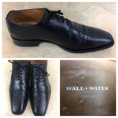 Wall+Water Brogue Black leather Apron Oxford shoes Men Sz