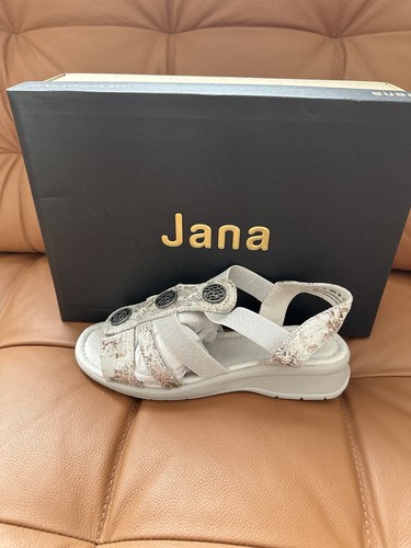 Jana Summer Women's 8-28165-42 Flat Sandal Grey Flower Size Uk 4 - Picture 2 of 8