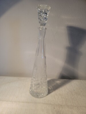 Vintage Crystal Clear Lead Crystal hand crafted Etched Decanter 16'' With Stopper
