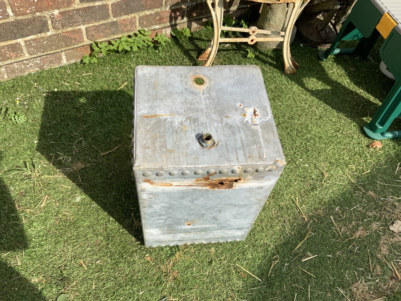 Vintage Galvanised Riveted Small Water Tank eBay
