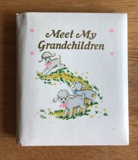 Vintage Retro Photo Album MEET MY GRANDCHILDREN Brag Book MCM Lamb Sheep Baby
