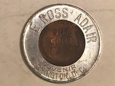 1952-D Cent Encased Penny E. Ross Adair Washington DC Free Shipping