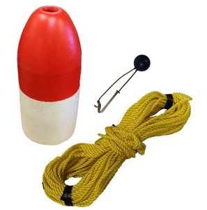 KUFA 100' polyester rope & 11'' Red/White float combo +1section,48”long flagpole