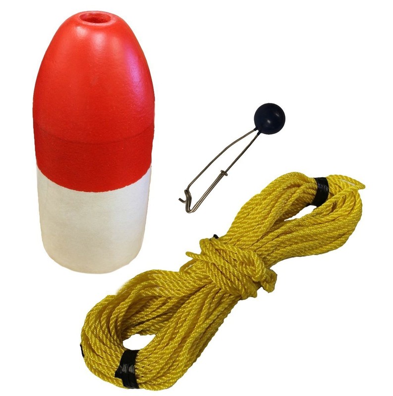 KUFA 100' polyester rope & 11'' Red/White float combo +1section,48”long flagpole