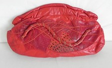 Vtg Pierre Mishael Clutch/Shoulder Bag Hand Crafted Leather Red Patching