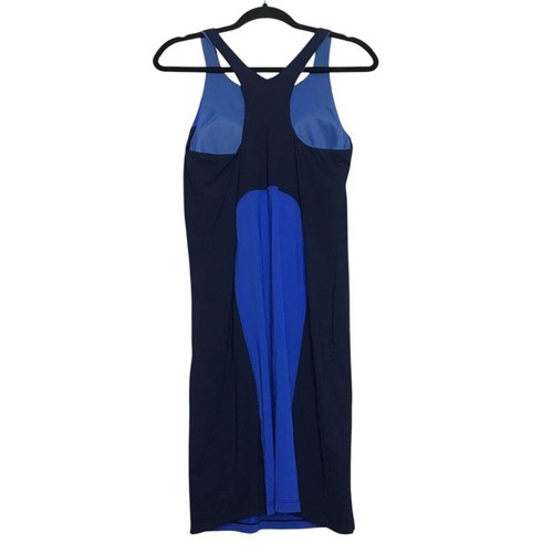 Athleta Color Block Racerback Swim Tank Dress Sz M Blue Athleisure Beach Active - Picture 4 of 9