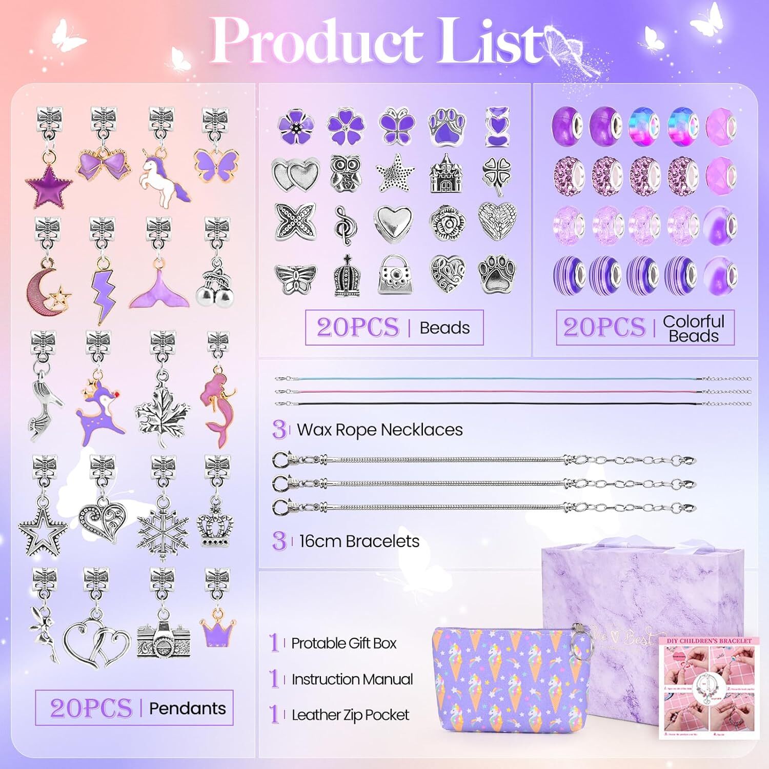 Jewellery Bracelet Making Kit, Charm Kids Jewellery Sets for Girls DIY