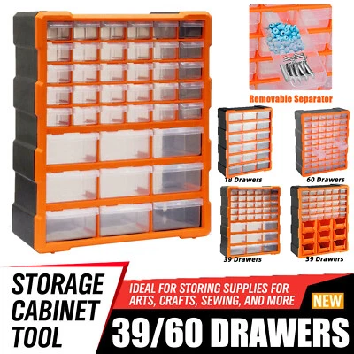 60 Multi Drawer Small Parts Storage Cabinet Unit Organiser Garage Tool Box UK