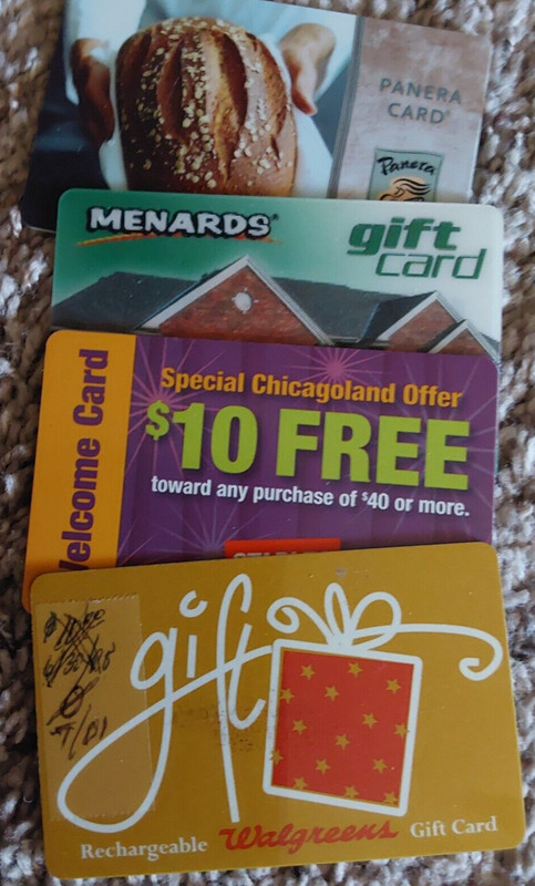 4 DIFFERENT VINTAGE GIFT  CARDS    USED - EXPIRED - NO VALUE