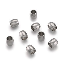 100x 304 Stainless Steel Barrel Metal Large Hole Beads Smooth Loose Spacer 6x6mm