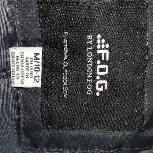 London Fog Boys Jacket Blue Black Colorblock Zip Hook Loop Hood Snap M 10-12 - Picture 8 of 11