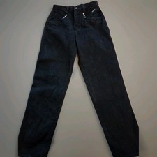 Vtg Rockies Jeans Womens 29/9 Black High Waist Tapered Cotton Bareback USA Made