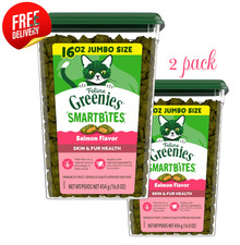 Greenies Feline SmartBites Salmon Skin Fur Cat Treats 16 oz 2 Pack