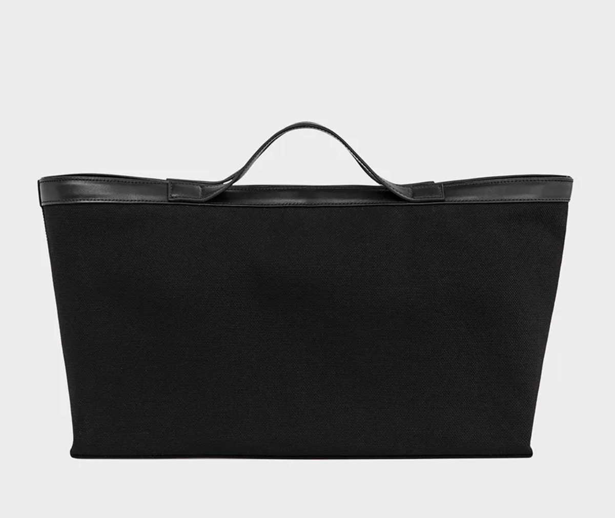 Kindersalmon Posell Canvas Tote Bag Black Large Nylon Leather Trim