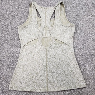 Gymshark Tank Top Fleur Texture Workout Sports Athletic Green Gold Size Small