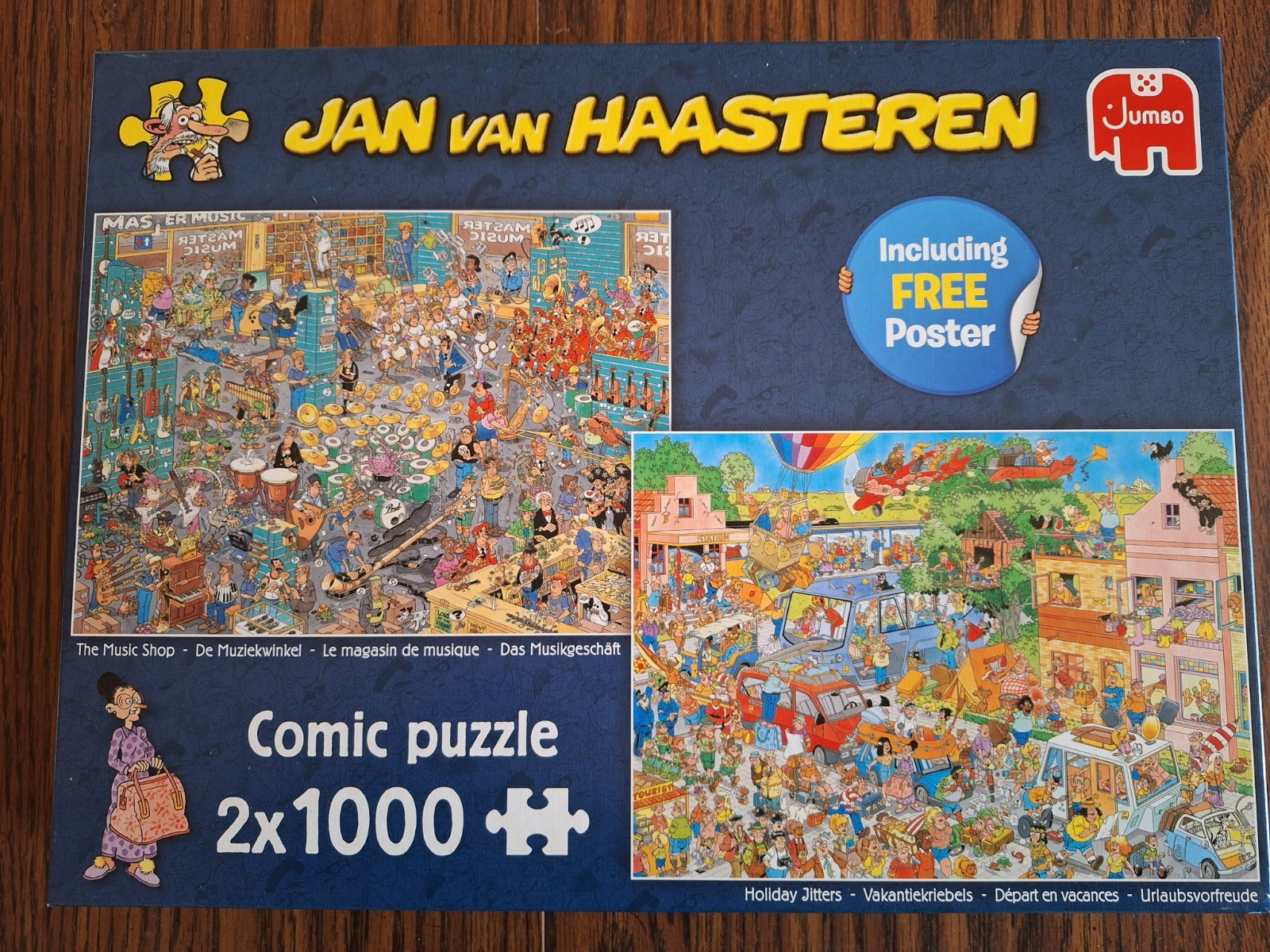 Jan van Haasteren Two 1000 Piece Jumbo Puzzles - The Music Shop, Holiday Jitters