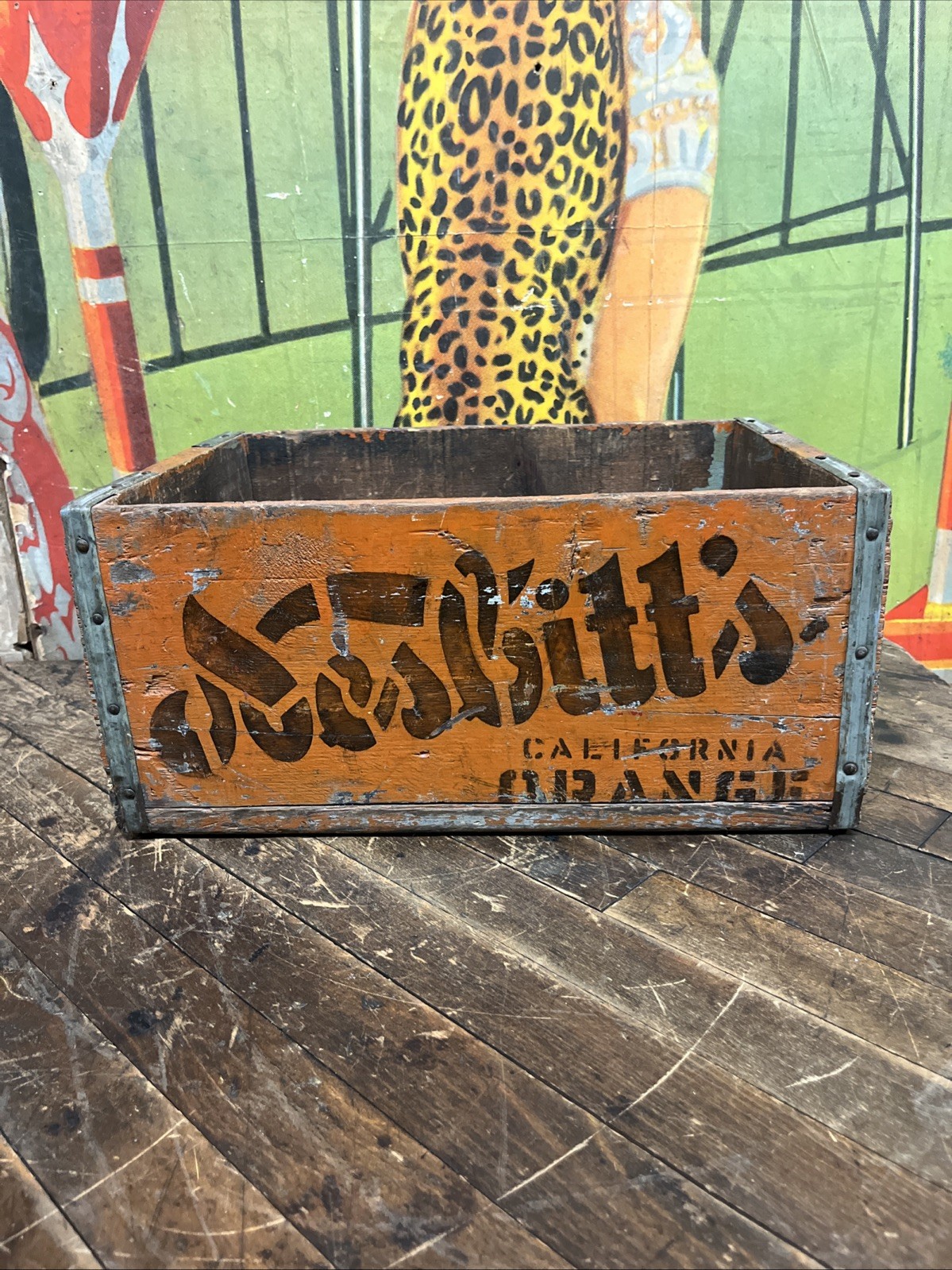 VINTAGE NESBITTS ORANGE CRATE CARRIER SIGN COCA COLA 7UP PEPSI ORANGE CRUSH RARE