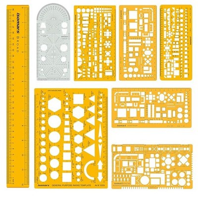 Architect & Furniture Designing Templates Combo   Drafting Stencils (Set of 8)