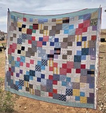 Vintage Handmade Cutter Quilt 70"×77"