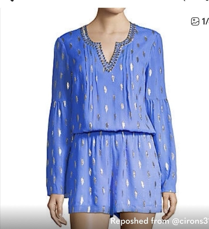 Lilly Pulitzer Long Sleeve Jumpsuiit Size Sm Womens Blue