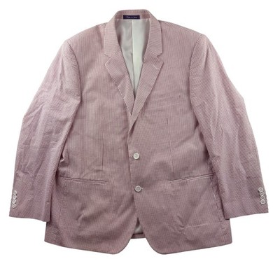 Alan Flusser Seersucker Sport Coat Men's 48R Red White Striped Blazer Preppy