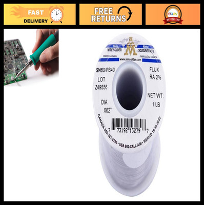 60/40 Tin Lead Rosin Core Solder Wire 0.062'' (1.5mm) for Electrical Soldering -
