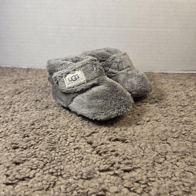 UGG Infant Baby Bixbee Soft Sole Crib Shoes Gray Size 0/1 Fuzzy Fur