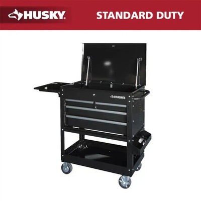 Tool Storage 33 in. W Mechanics Cart with Extended Side Table and Bottle Tray