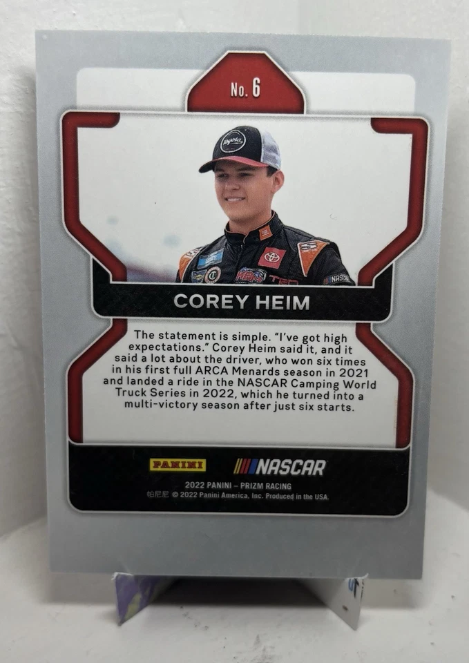 2022 Prizm Racing NASCAR Cory Heim RC On Card Auto - Image 2 of 2
